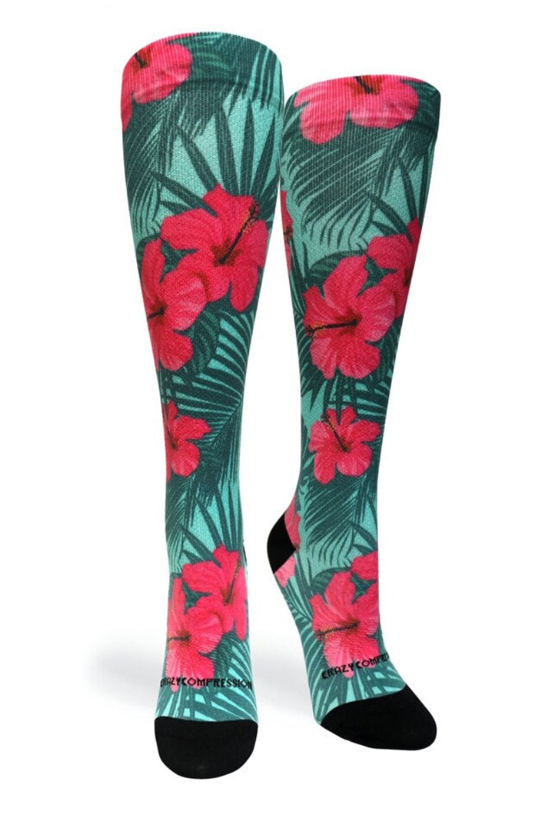 Crazy 360 Tropical Hibiscus OTC Compression Socks (Standard & Extra Wide)