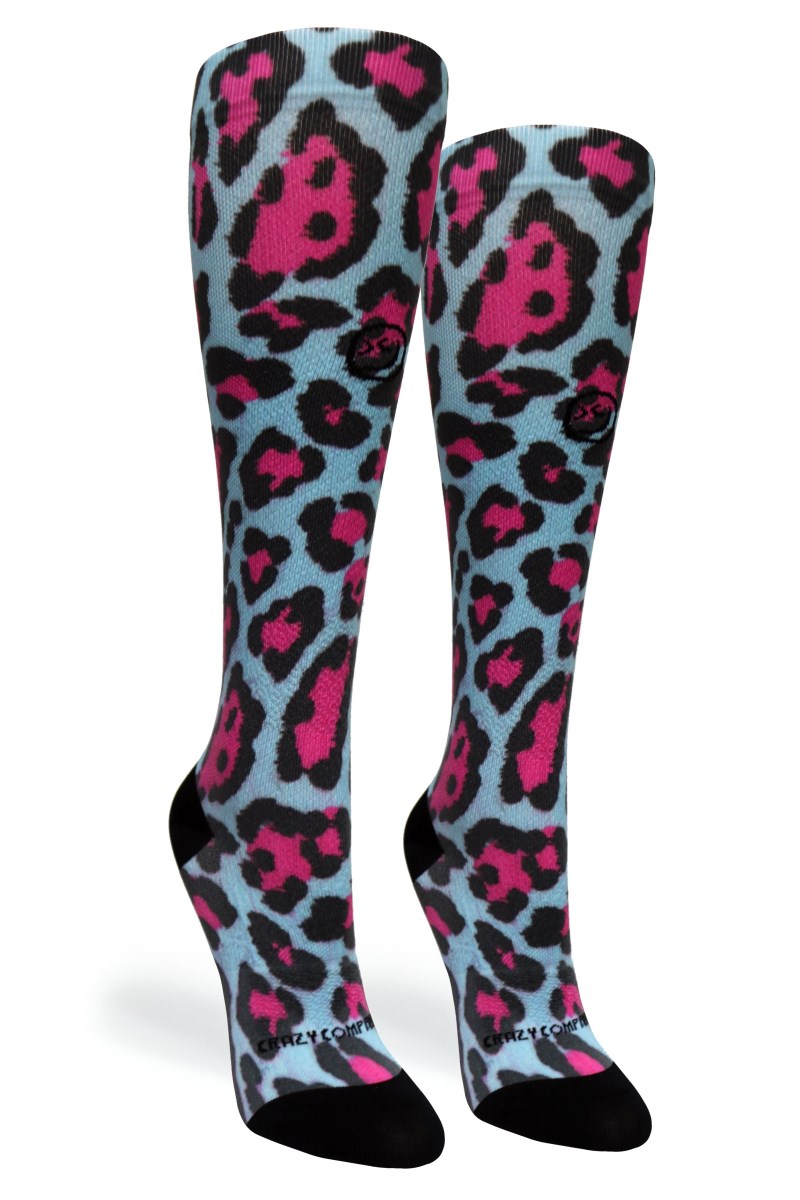 Crazy 360 Cheetah Blue OTC Compression Sock (Standard & Extra Wide)