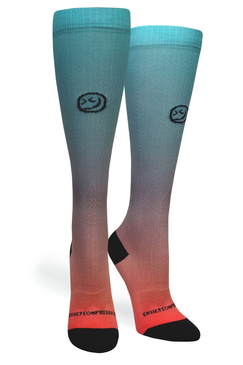 Crazy 360 Ombré Peach Aqua OTC Compression Socks (Standard & Extra Wide)