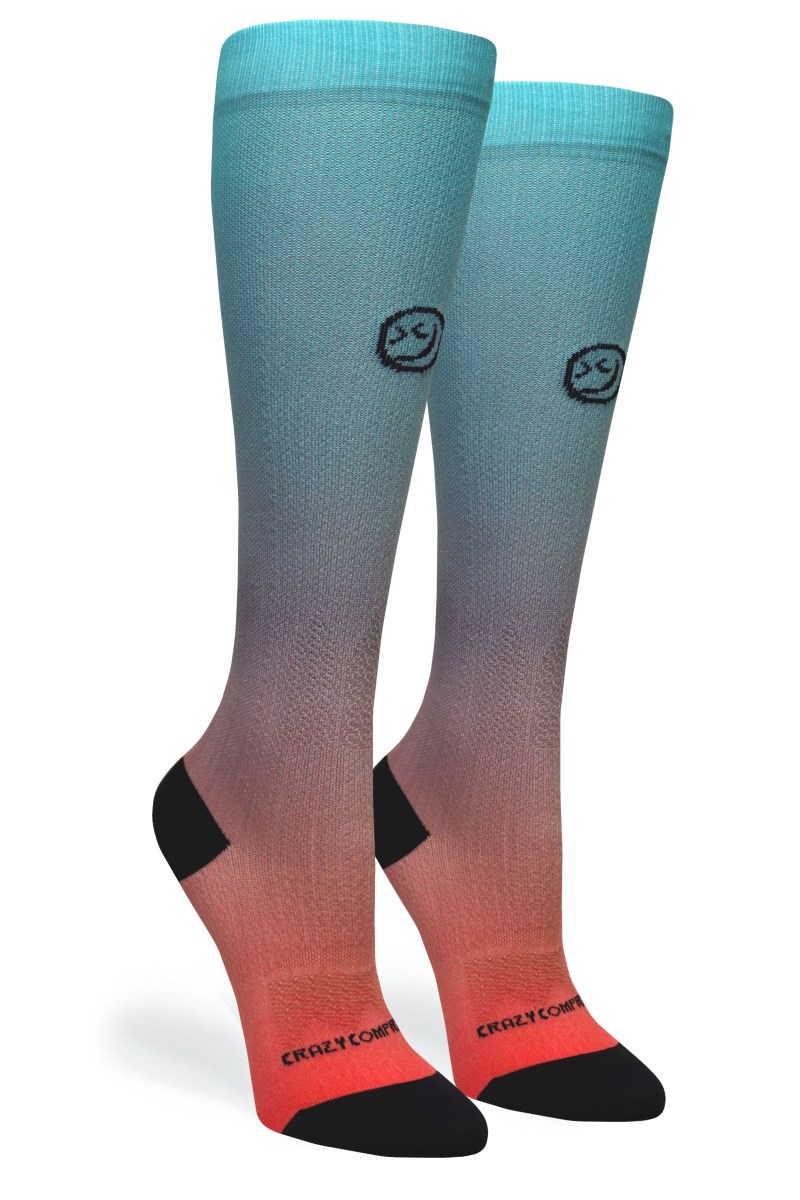 Crazy 360 Ombré Peach Aqua OTC Compression Socks (Standard & Extra Wide)
