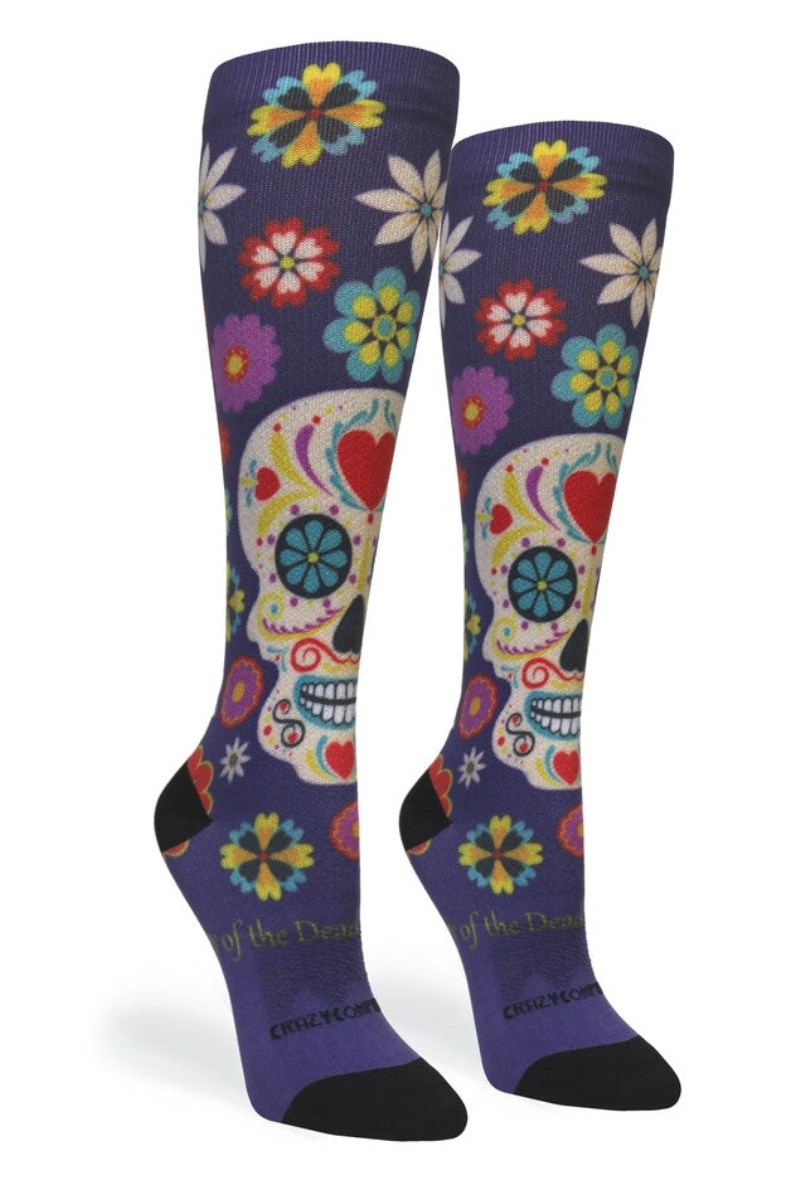 Crazy 360 Calavera Purple OTC Compression Socks (Standard & Extra Wide)
