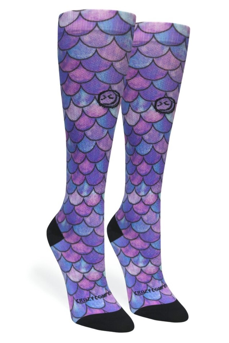 Crazy 360 Mermaid Purple OTC Compression Socks (Standard & Extra Wide)