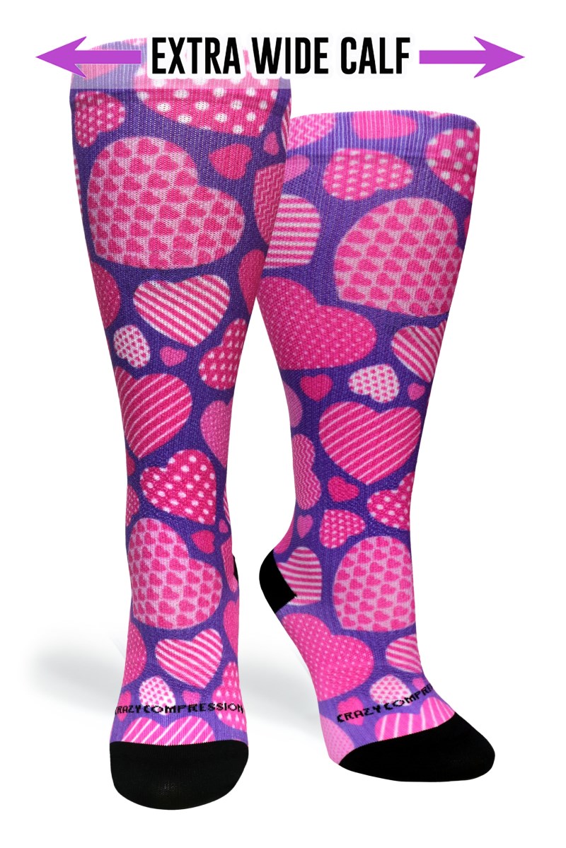 Crazy 360 Crazy Hearts (EXTRA WIDE CALF)