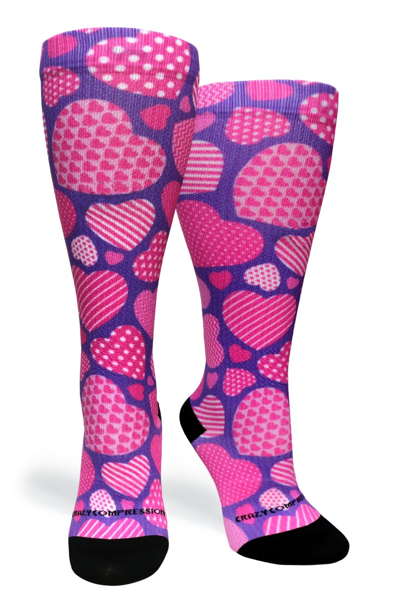 Crazy 360 Crazy Hearts (EXTRA WIDE CALF)