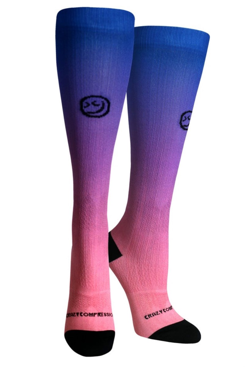 Crazy 360 Ombré Blue Pink OTC Compression Socks (Standard & Extra Wide)