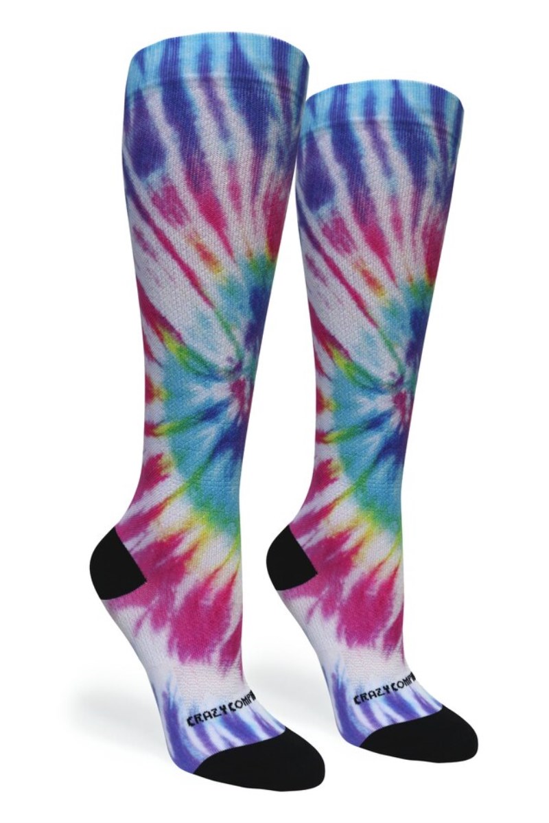 Crazy 360 Tie Dye Rainbow OTC Compression Socks (Standard & Extra Wide)