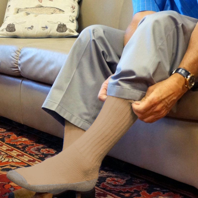 Crazy Cozy Diabetic Comfort Relax Fit Khaki Crew Socks