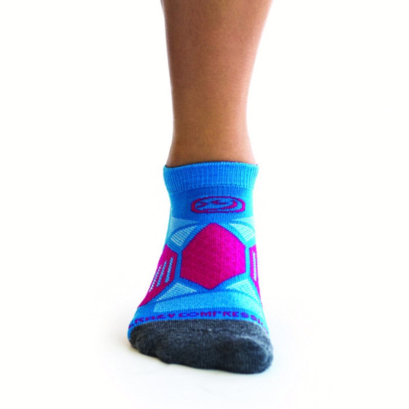 Crazy Aqua & Pink Runners - Elite Running Socks