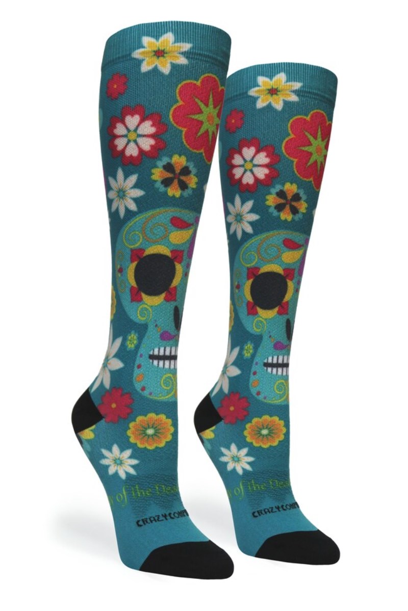 Crazy 360 Calavera Teal OTC Compression Socks (Standard & Extra Wide)