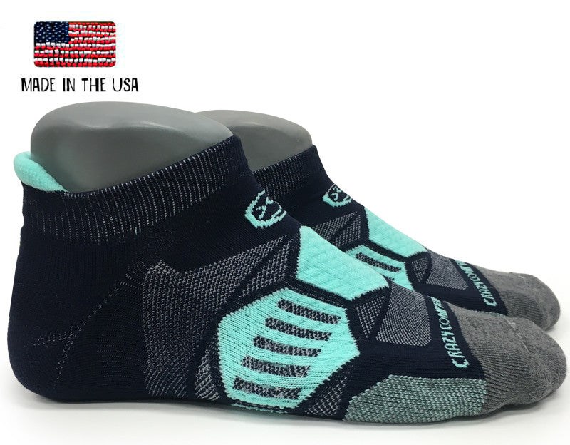 Crazy Navy & Mint Runners - Elite Compression Running Socks