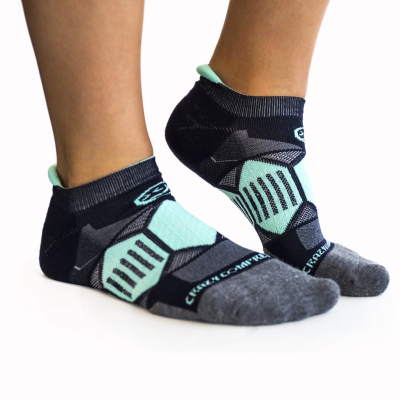Crazy Navy & Mint Runners - Elite Compression Running Socks