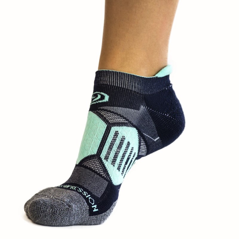 Crazy Navy & Mint Runners - Elite Compression Running Socks