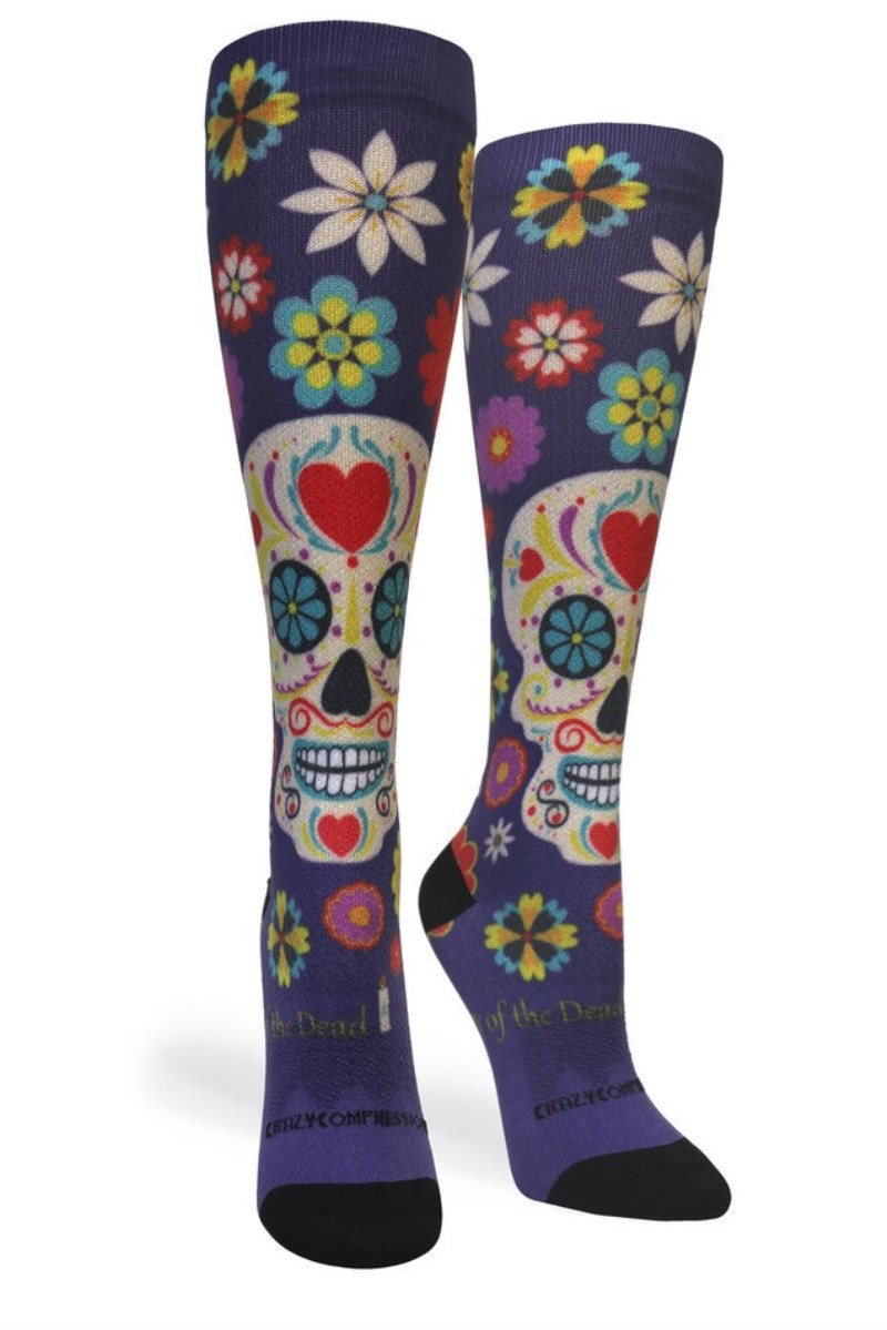 Crazy 360 Calavera Purple OTC Compression Socks (Standard & Extra Wide)