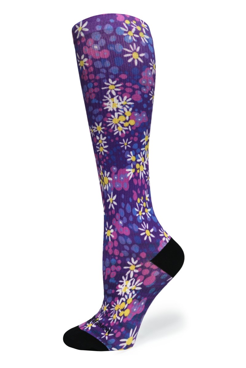 Crazy 360 Purple Petals OTC Compression Socks (Standard & Extra Wide)