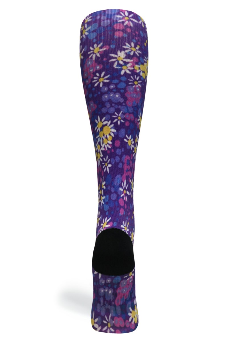 Crazy 360 Purple Petals OTC Compression Socks (Standard & Extra Wide)
