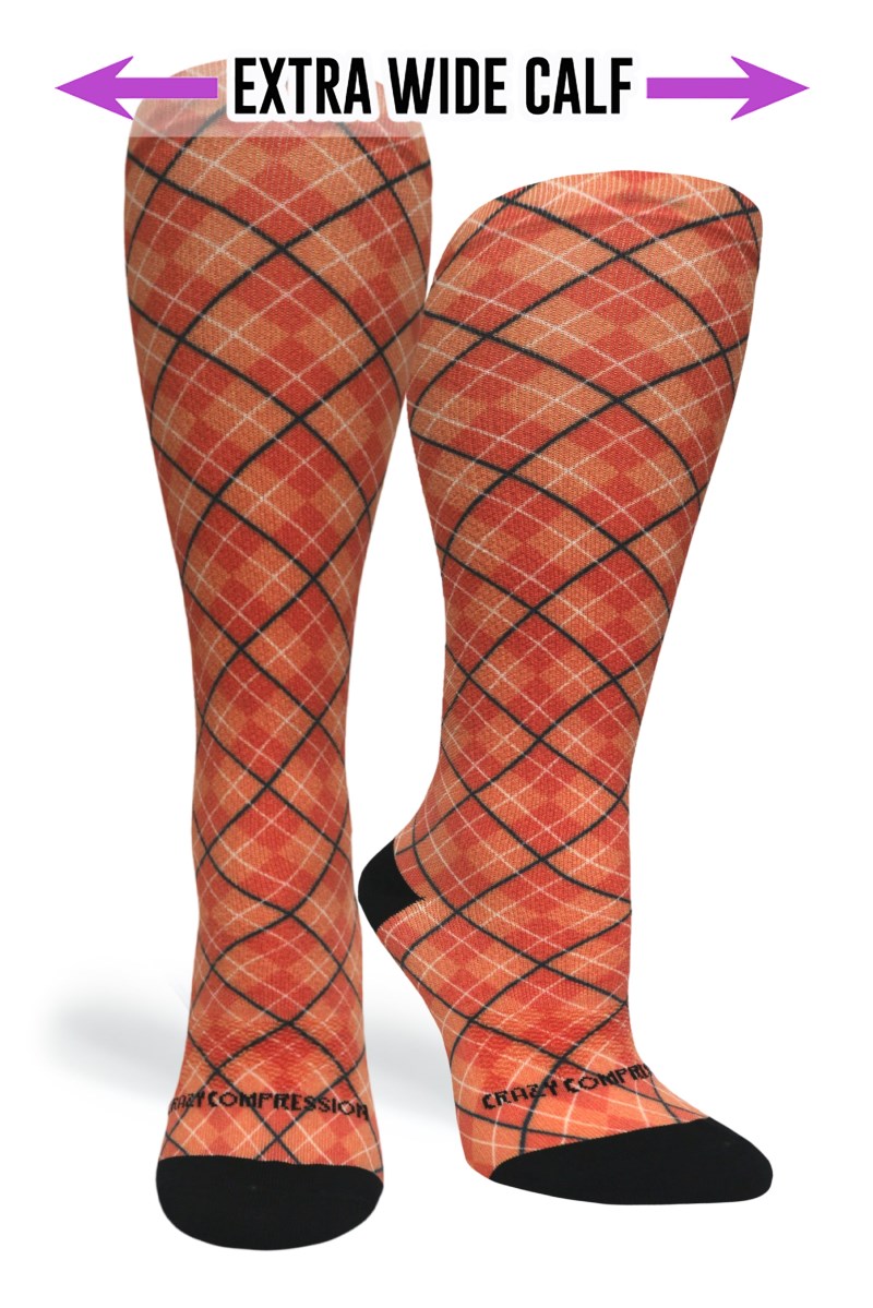 Crazy 360 Orange Plaid (EXTRA WIDE CALF)