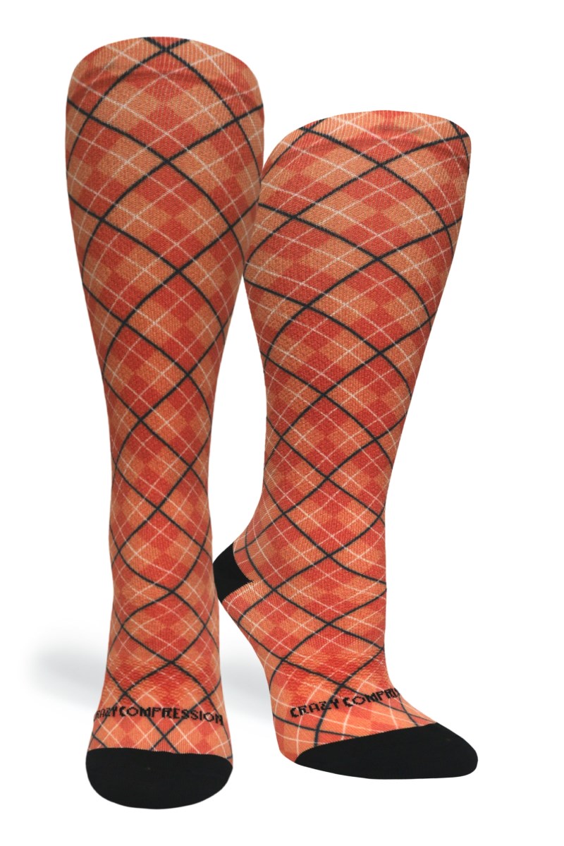 Crazy 360 Orange Plaid (EXTRA WIDE CALF)