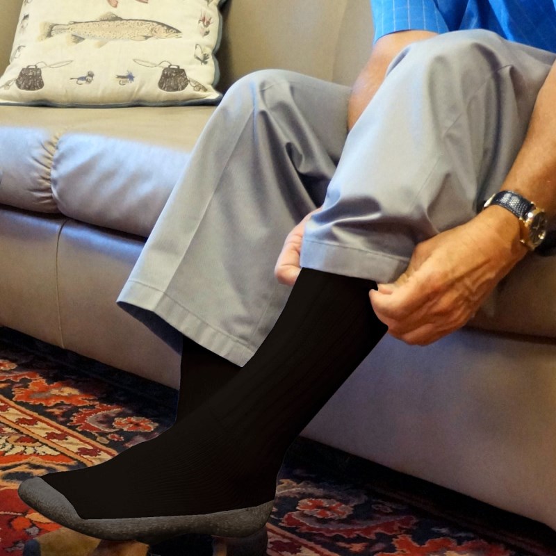 Crazy Cozy Diabetic Comfort Relax Fit Black Crew Socks