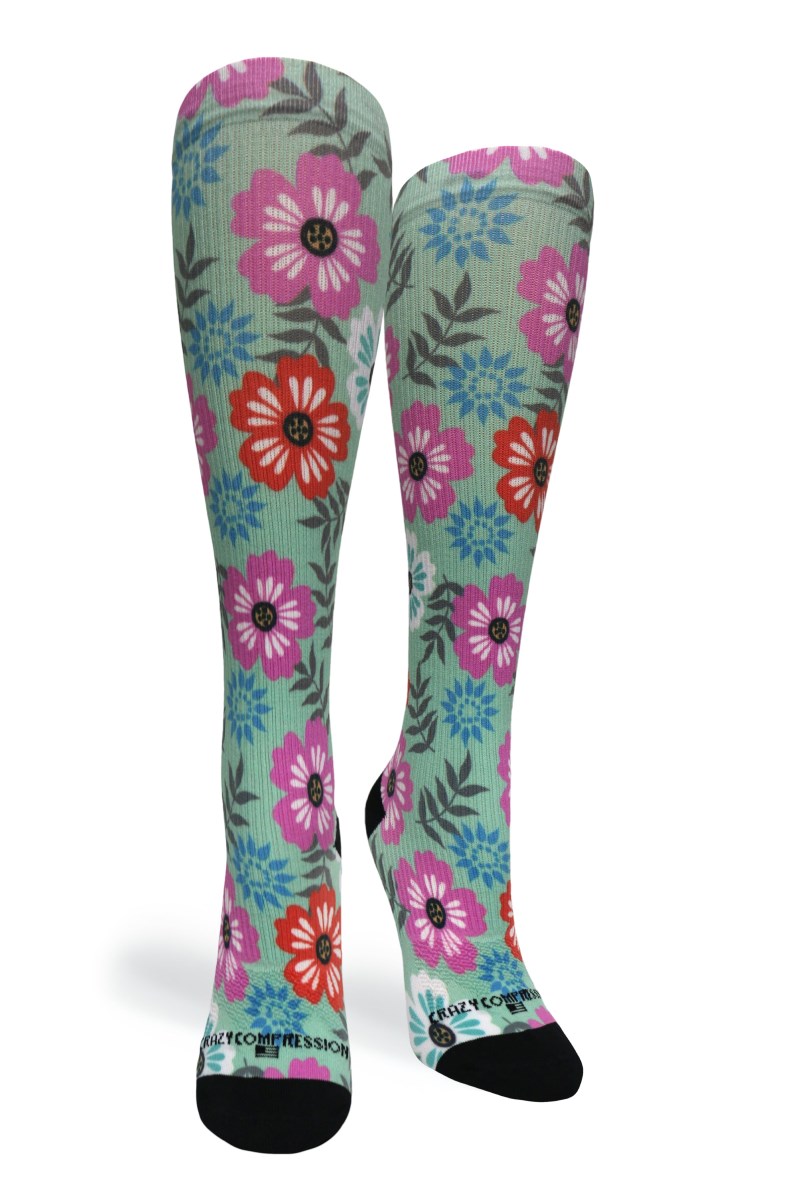 Crazy 360 Floral Details OTC Compression Socks (Standard & Extra Wide)