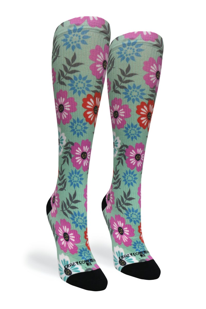 Crazy 360 Floral Details OTC Compression Socks (Standard & Extra Wide)