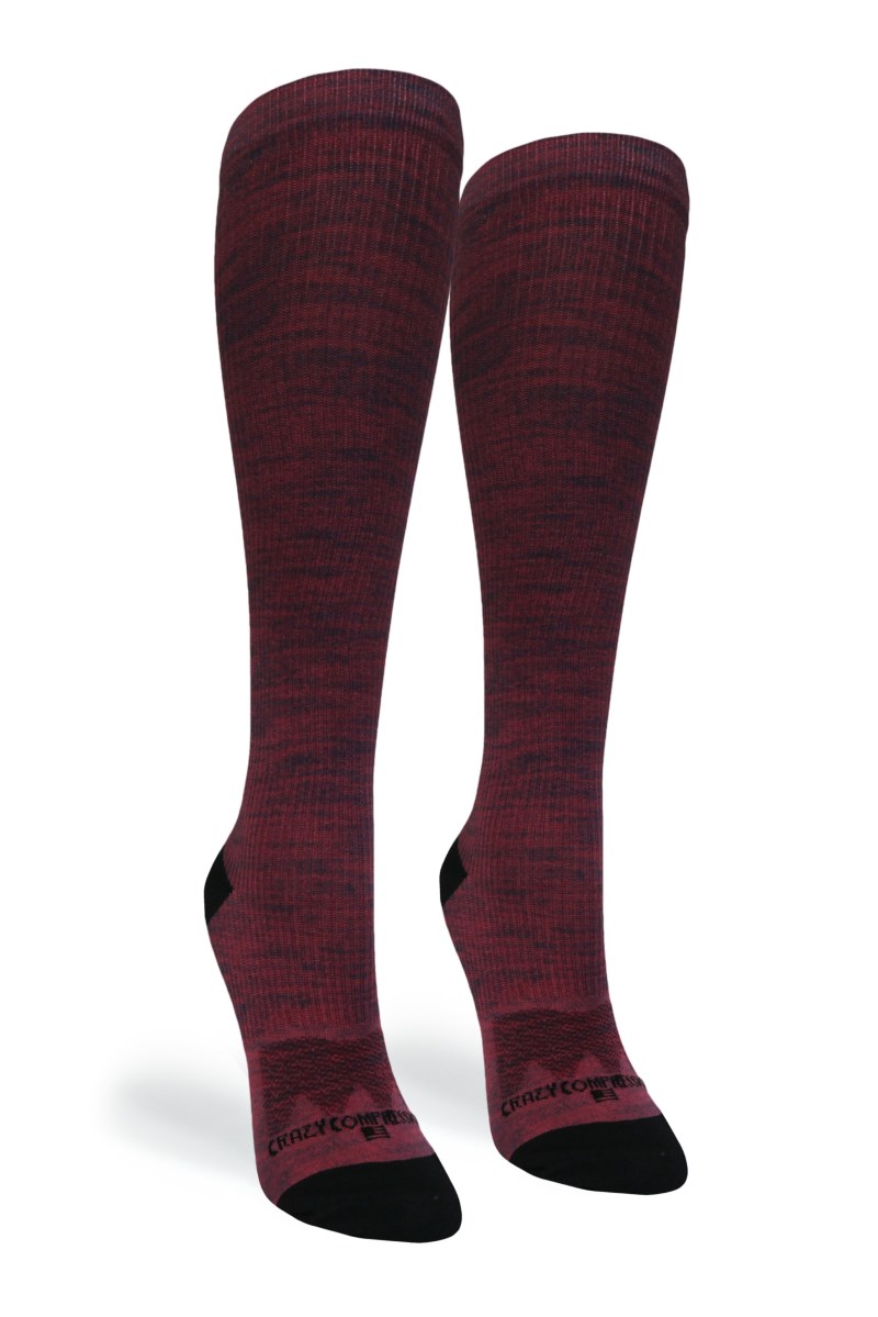 Crazy 360 Maroon Heather OTC Compression Socks (Standard & Extra Wide)