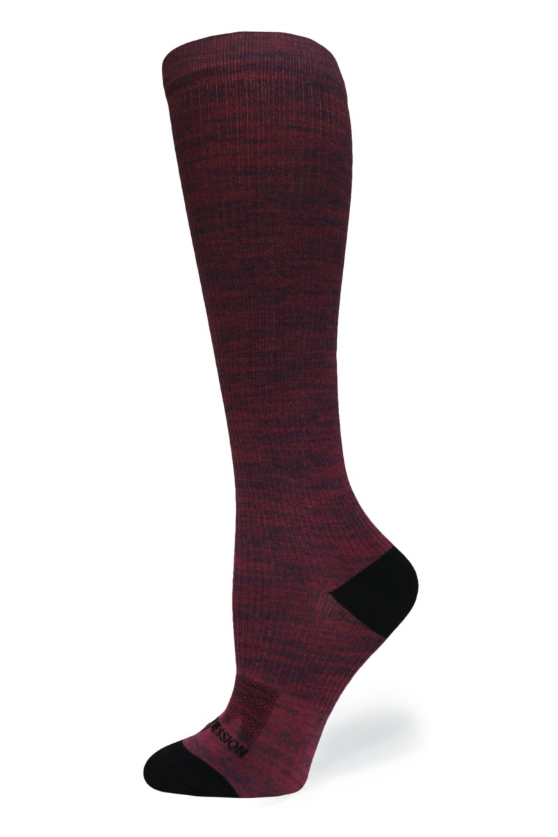 Crazy 360 Maroon Heather OTC Compression Socks (Standard & Extra Wide)
