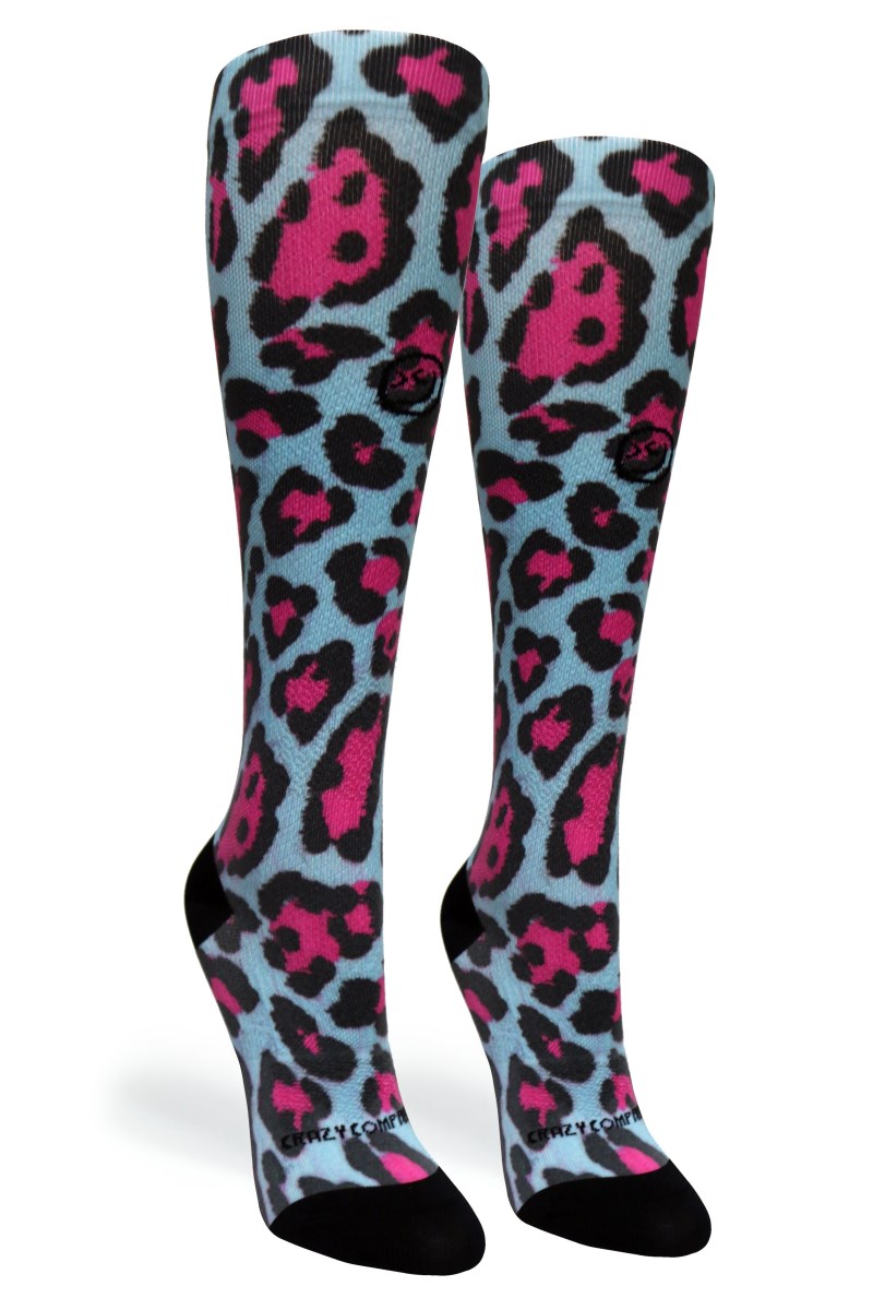 Crazy 360 Cheetah Blue OTC Compression Socks (Standard & Extra Wide)