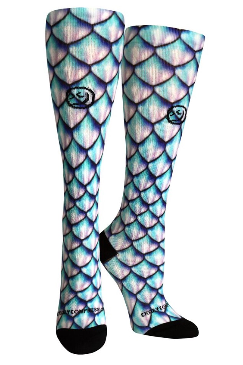 Crazy 360 Mermaid 3D Aqua OTC Compression Socks (Standard & Extra Wide)