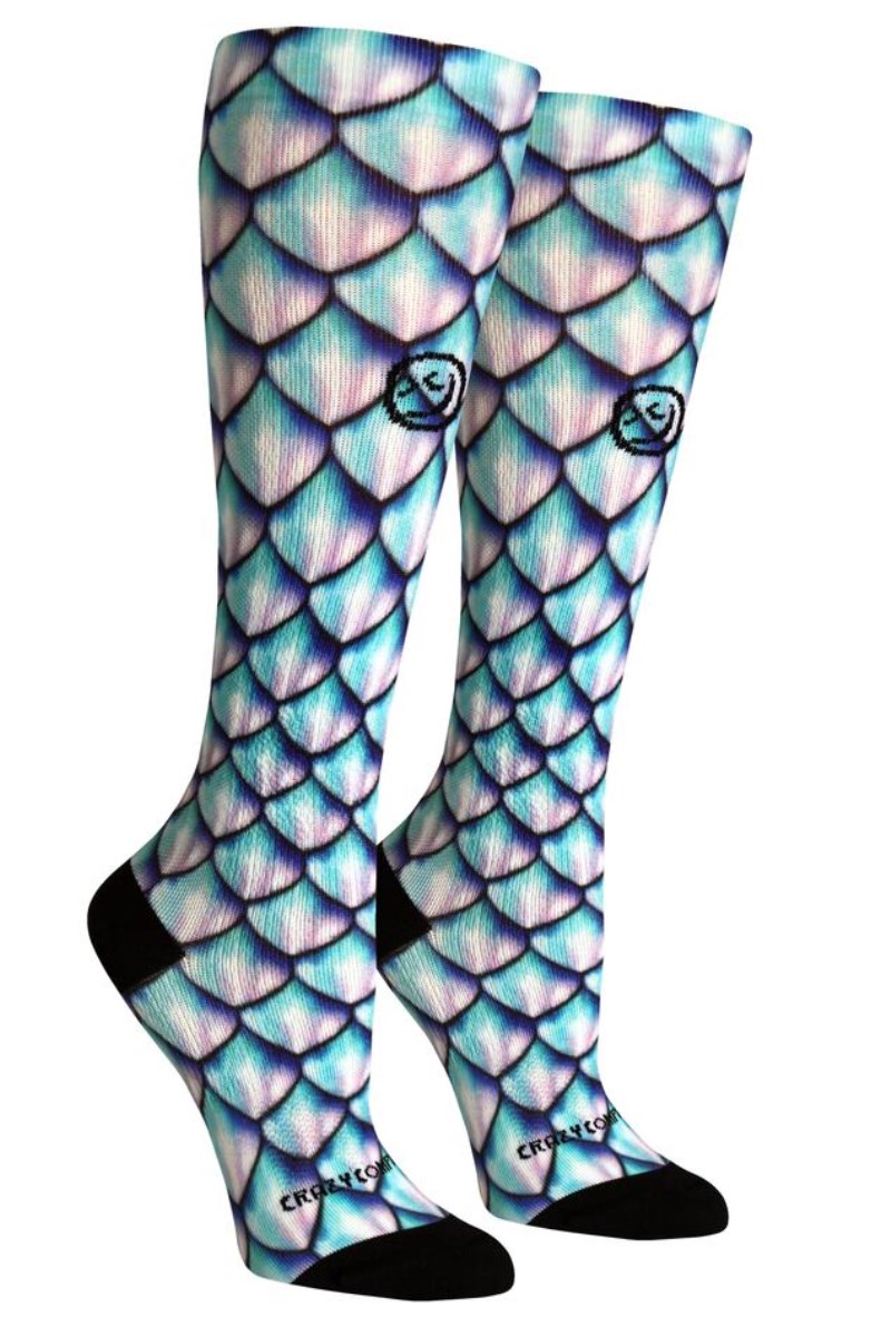 Crazy 360 Mermaid 3D Aqua OTC Compression Socks (Standard & Extra Wide)