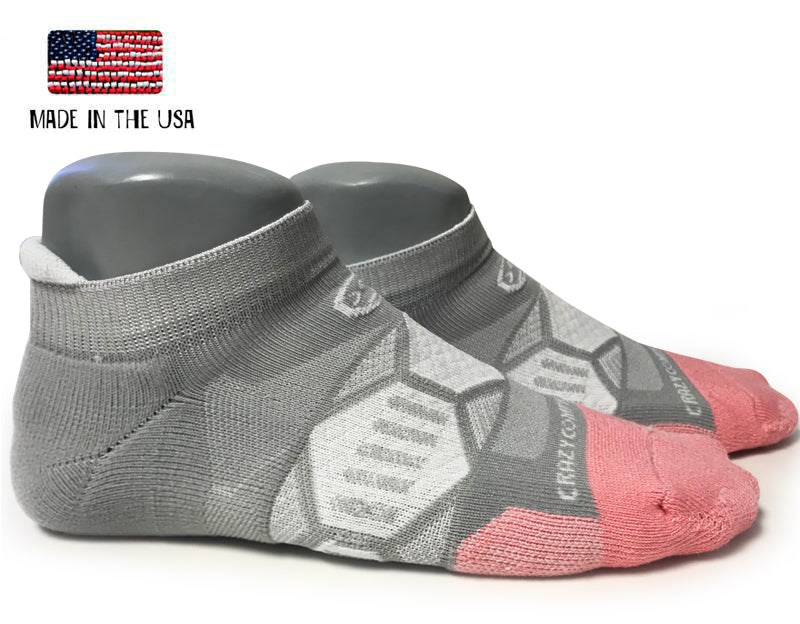 Crazy Gray & Peach Runners - Elite Running Sock