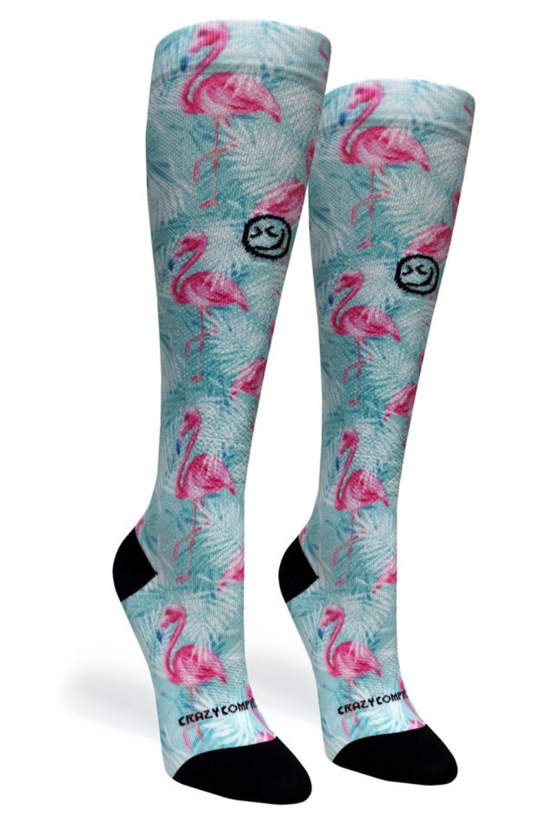 Crazy 360 Tropical Flamingo OTC Compression Socks (Standard & Extra Wide)